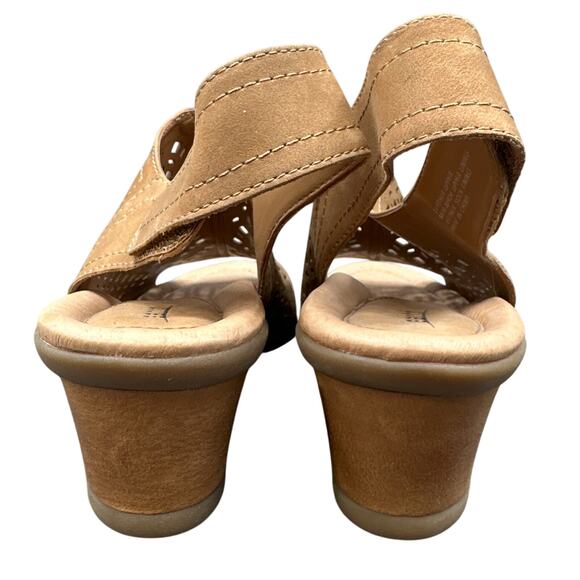 Earth Leather Wedge Sandals 11B Cascade Die Cut Boho Hook & Loop Travel Vacation - Picture 7 of 10